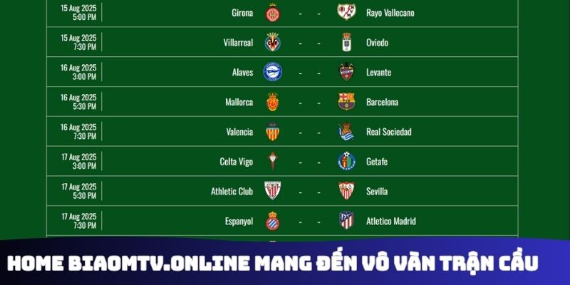 Home Biaomtv.online mang đến vô vàn trận cầu hấp dẫn