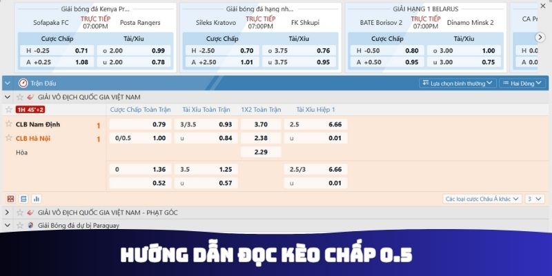 Hướng dẫn đọc kèo chấp 0.5