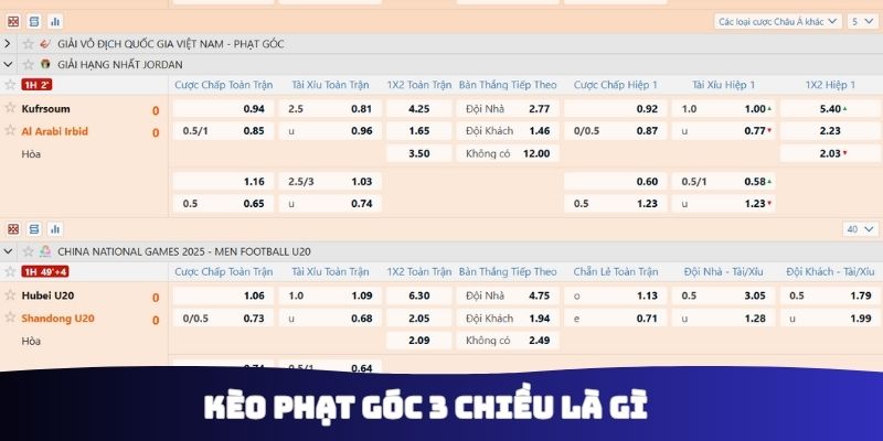 Kèo phạt góc 3 chiều là gì